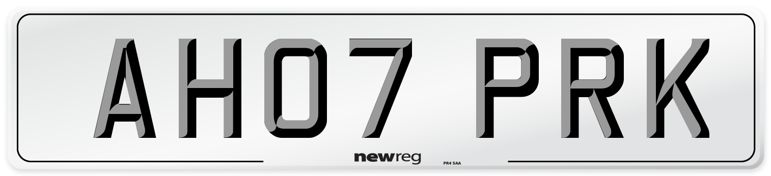 AH07 PRK Number Plate from New Reg
